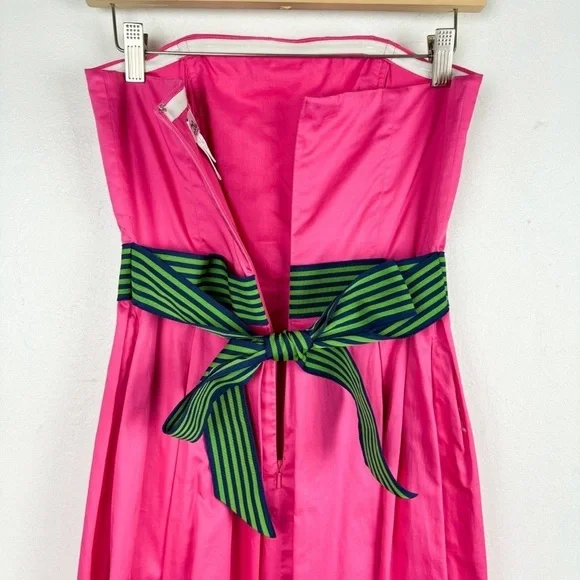 Vintage Lilly Pulitzer Hot Pink Belted Strapless Dress Sz 0 - Picture 5 of 11